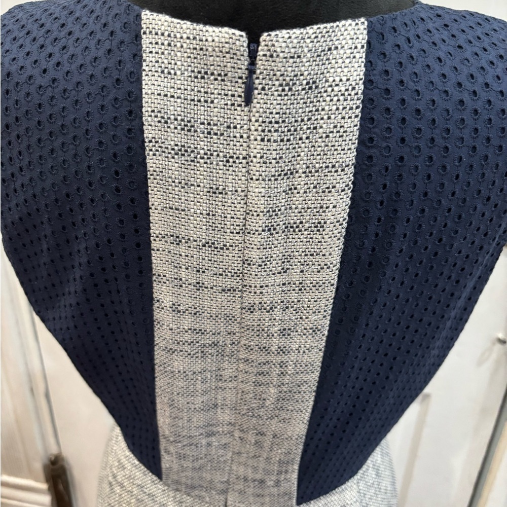 J Crew Sleeveless Twead Eyelet Sheath Office Dress Sz 10 Lined Rn77388 - Picture 6 of 10